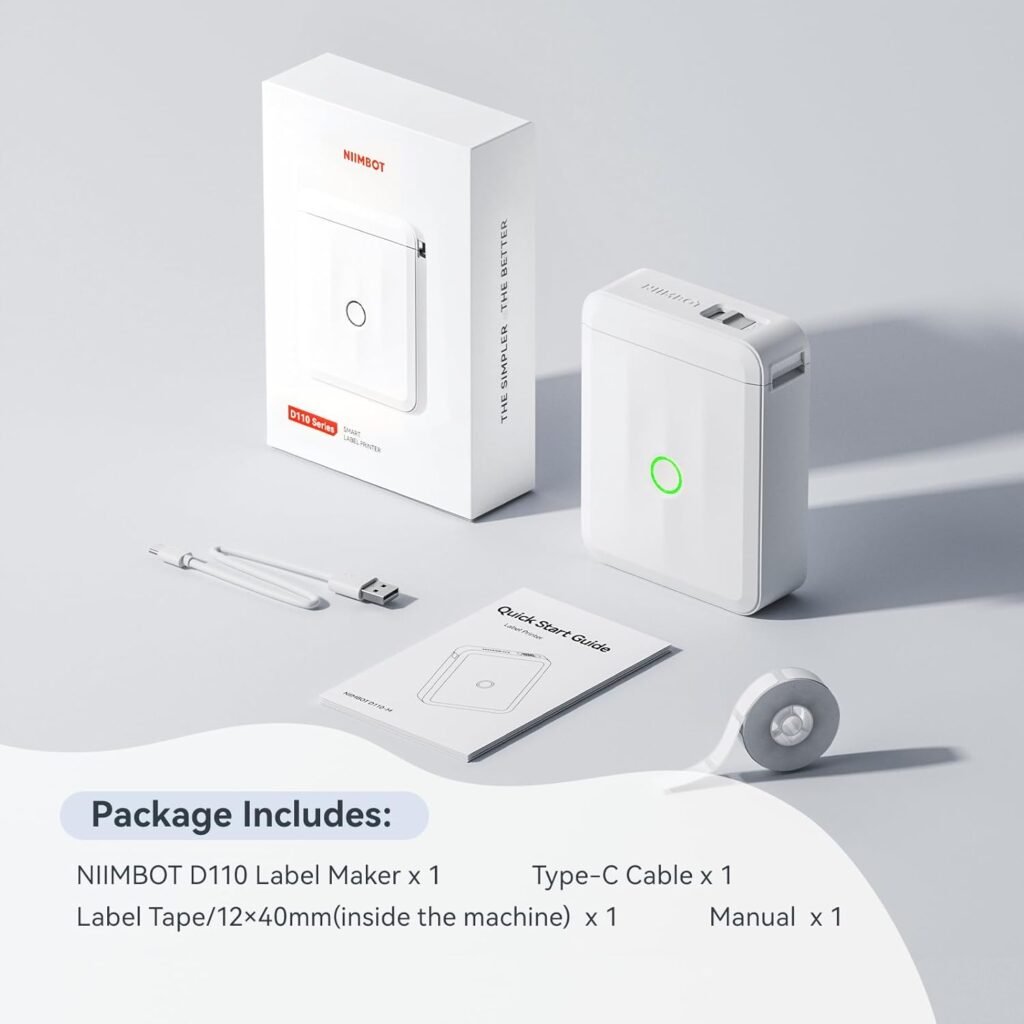 NIIMBOT D110 package contents and cables