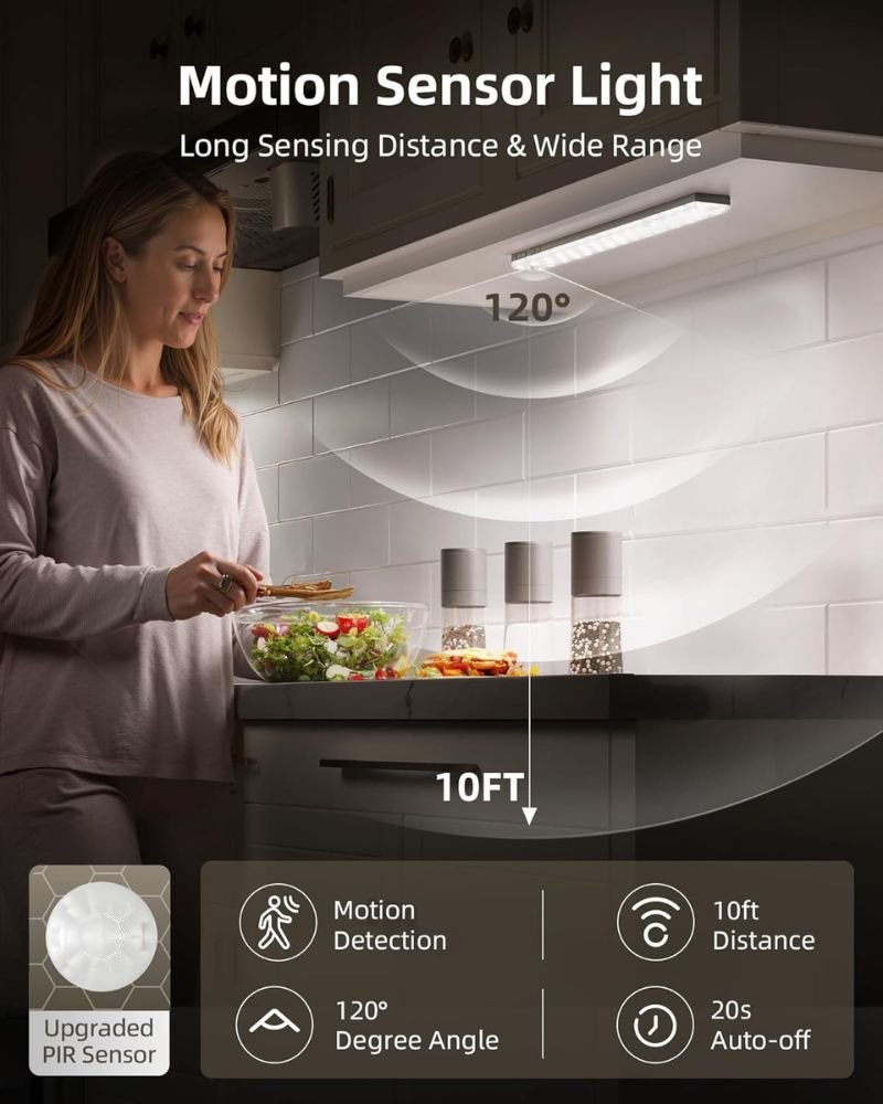 Motion sensor detection range 120 degrees and 10ft distance